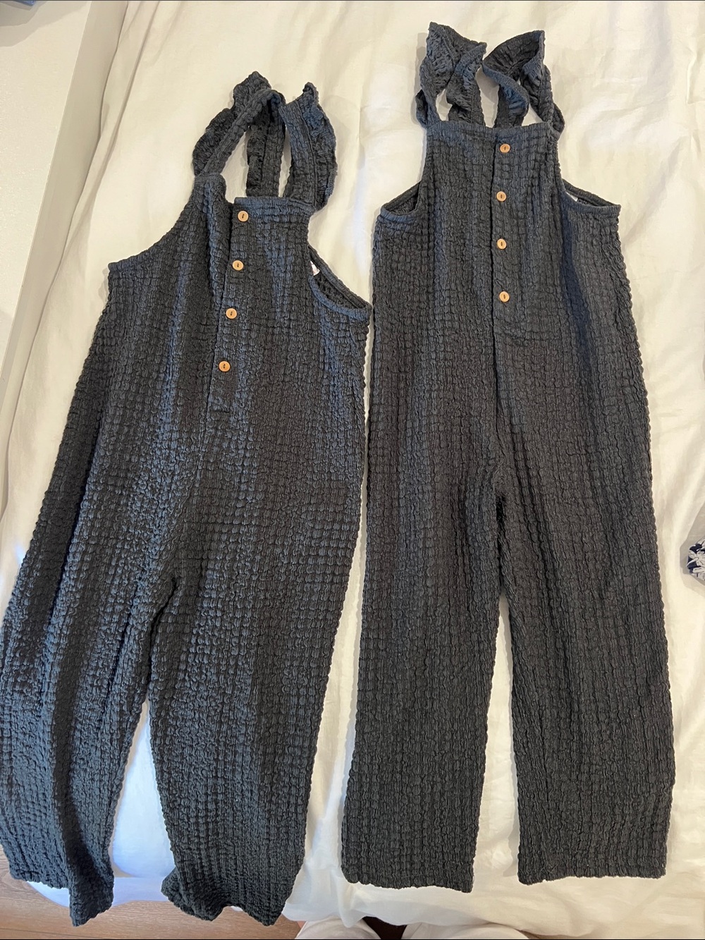 Zara Dark Gray Textured Kids One-Piece with Button Front